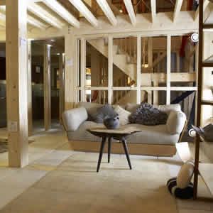 View Eco House - Timber frame construction exposed