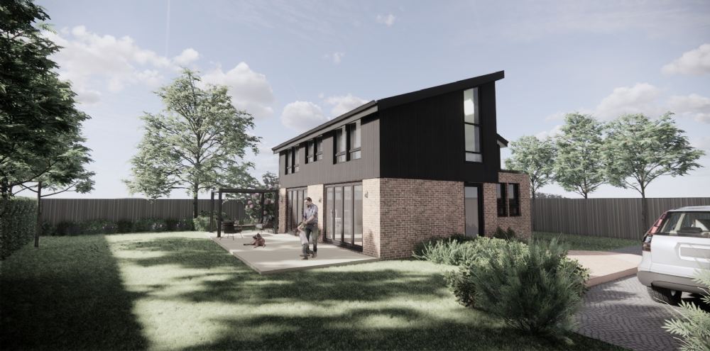 Charred timber new build passive home design
